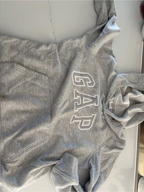 GAP Light Gray Pullover Hoodie with White Logo
